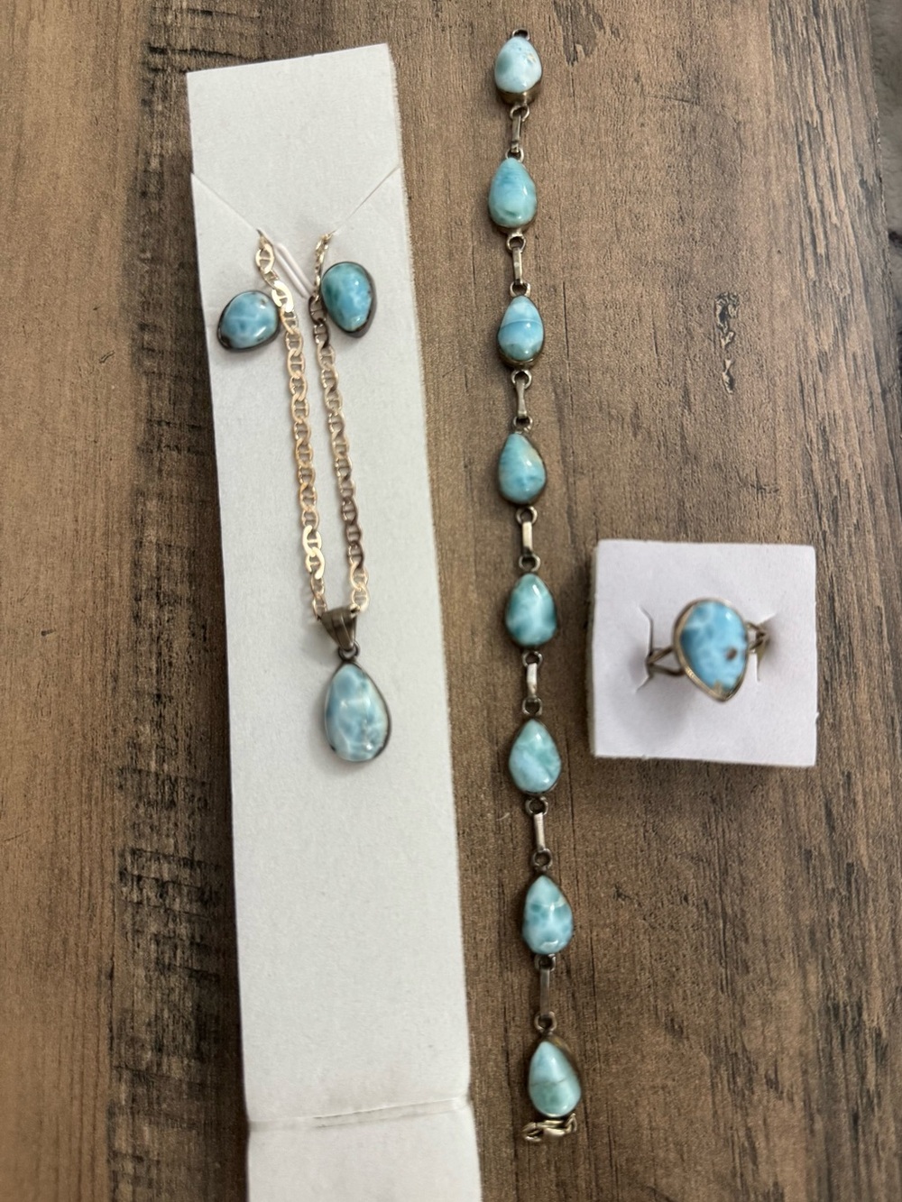 Larimar Teardrop Necklace — Light Blue Gemstone Pendant